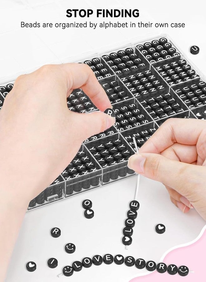 Nuvex 1400 Pcs Black Alphabet Beads, Background Letter Beads Bracelet Necklace Making Kit, 28 Grids A-Z Letter Beads for Jewelry Making with Storage Box, DIY Jewelry Gift for Girls & Boys - Image 3